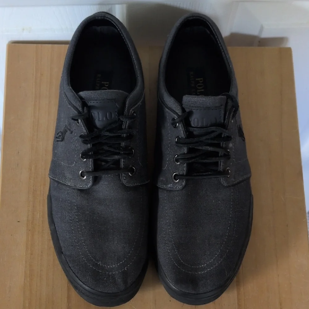 Ralph Lauren Polo Oxford Shoes Denim Mens Size 10.5 D Grey And Black